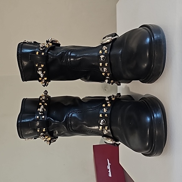 Gucci Bonneville Black Leather Biker Boots Limited Edition 38.5 - Picture 7 of 17